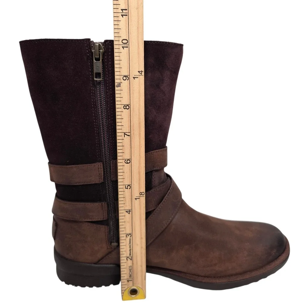 NEW UGG Simmens Boots Women 9 Brown Leather Suede Waterproof Buckle 1095155